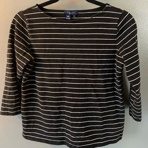 Chaps Quarter Sleeve Striped Top